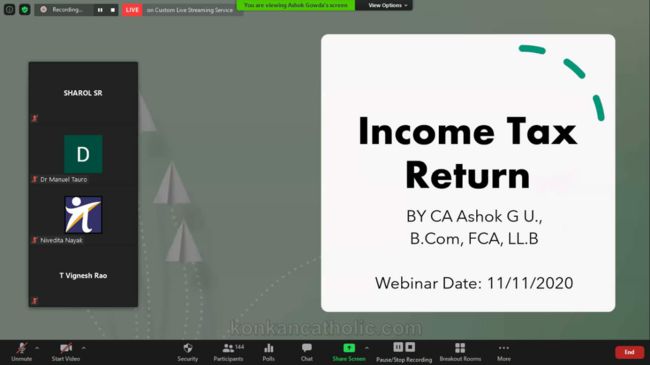 Webinar on ‘IT Returns – A Practical Approach’ conducted at St Aloysius College (Autonomous)