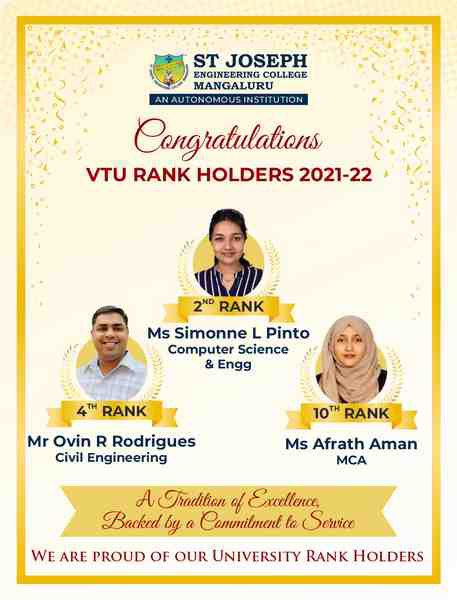  SJEC secures University Ranks for 2021-22